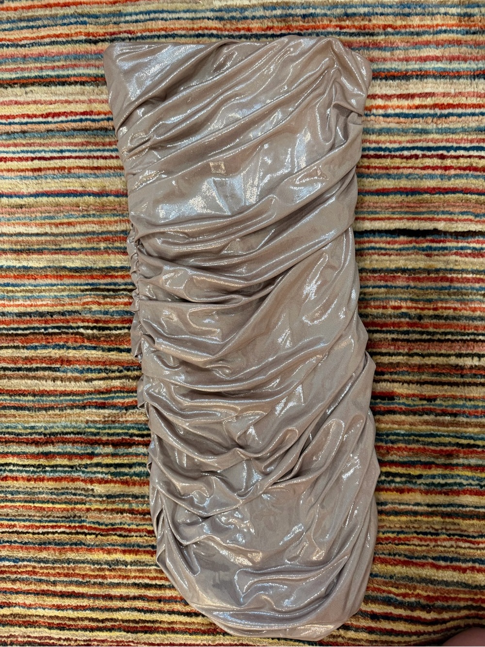 Zara XS Ruched Metallic gold Strapless Dress